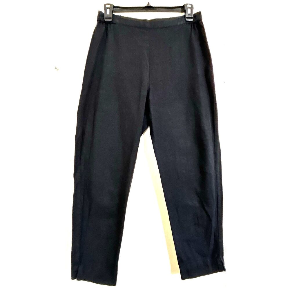 Charizma Black Straight Trousers Crop Pants Size Small Cotton Lightweight Pants